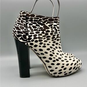 Ann Taylor Leopard Animal Hair Ankle Booties 8M Platform Heel 5”
